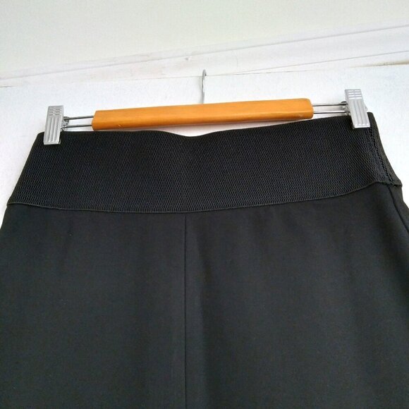 Black Leatherette&Jersey Cummerbund Elastic Waist Washable Pencil Skirt SzS - Picture 9 of 9